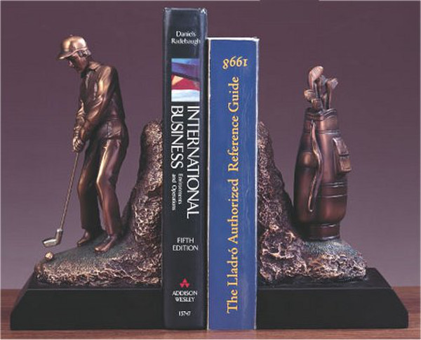 Golfer and Golf Clubs Bookends Sculptures For books Sports Gift Golf